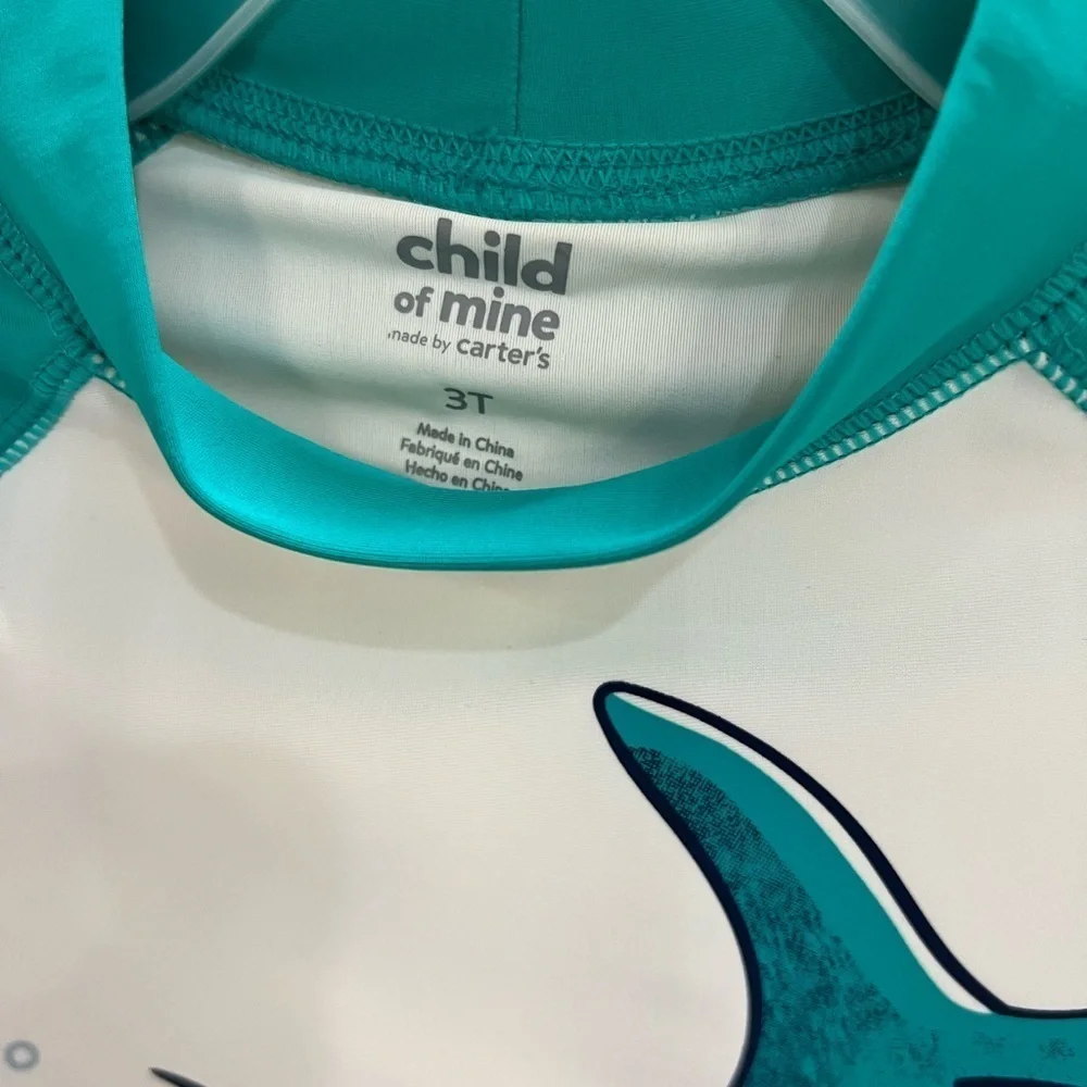 Kids Swim Shirt - Teal and White